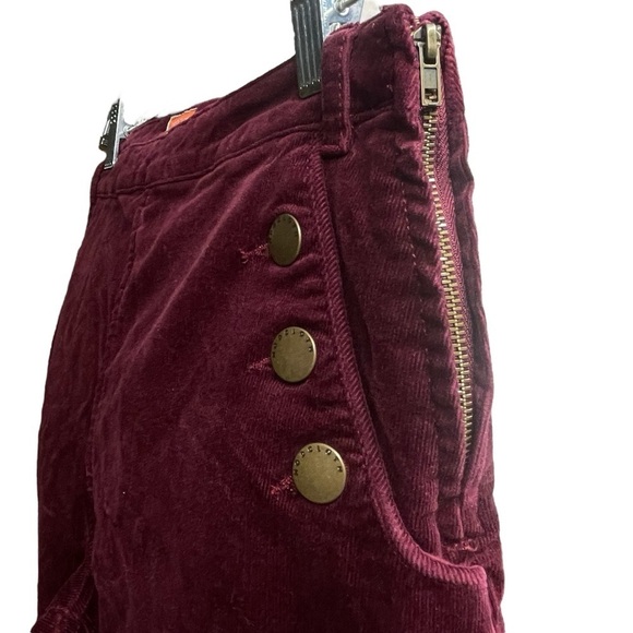 Mod Cloth Madison Corduroy Burgundy Wide Leg Pants Size Small - Picture 5 of 15